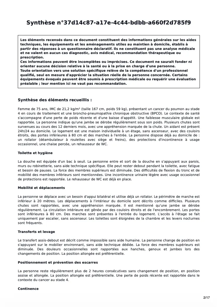 Extrait de synthèse Bienadom — page arrière